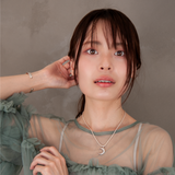 【AQUA SILVER】ゆらぎクレセントネックレス（カットフレンチロープシルバーチェーン）