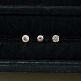 【アウトレット品 70％OFF】誕生石 ルビー ピアス シルバー （※片耳分 / 1pcs）